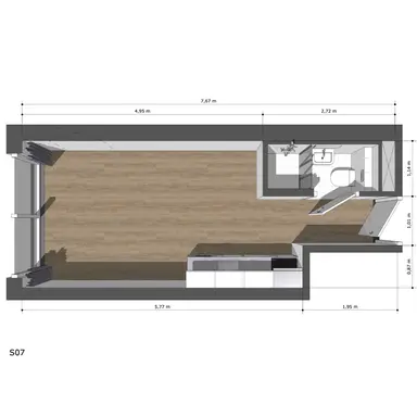 21.51m2 studio to rent for 810€/month in Oostersingel 12-46, Groningen