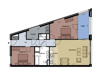 apartment de 94m2 à louer pour 1560€/mois à Brigantijnkade 25, Amsterdam