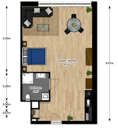 47m2 studio zu vermieten für 966€/Monat in Brede Hilledijk 124G, Rotterdam