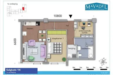 apartment di 58m2 in affitto a 1095€/mese a Galgkade, Vlaardingen