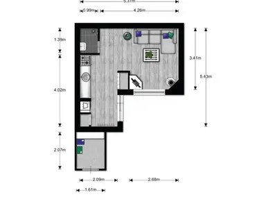 22m2 studio to rent for 600€/month in te Brittenstraat, Katwijk