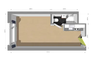 24.74m2 studio te huur voor 812€/maand in Grote Beerstraat 206f-5, Groningen