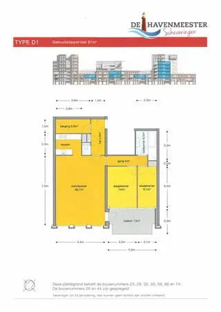 97m2 apartment zu vermieten für 1799€/Monat in Doctor Lelykade 46G, The Hague