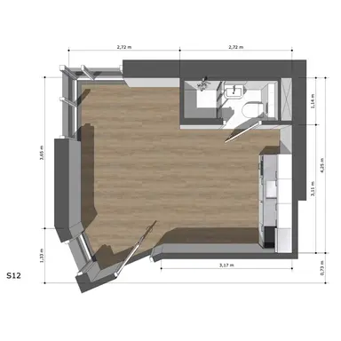 23.75μ² studio προς ενοικίαση για 705€/μήνα σε Oostersingel 12-47, Groningen