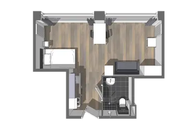 33.23m2 apartment to rent for 853€/month in Admiraliteitskade 40-211, Rotterdam
