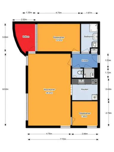 82m2 apartment to rent for 1595€/month in De Gaullesingel, Ede