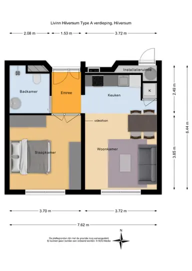 47m2 apartment to rent for 774€/month in Vaartweg 42, Hilversum