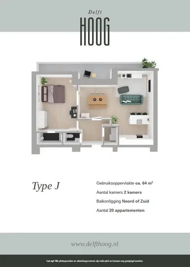 64m2 apartment to rent for 1158€/month in Martinus Nijhofflaan 2R-6, Delft