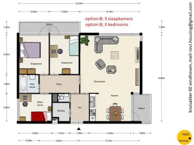 108m2 apartment te huur voor 2000€/maand in Kruisakker 605, Eindhoven