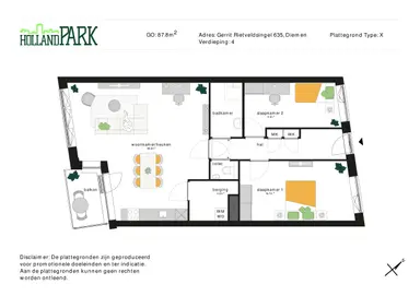 88μ² apartment προς ενοικίαση για 1691€/μήνα σε Gerrit Rietveldsingel 635, Diemen