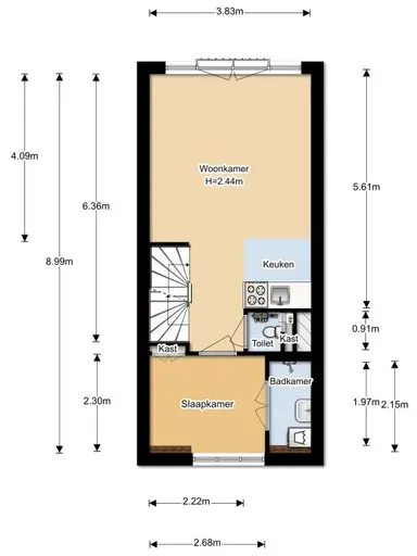 35m2 apartment te huur voor 850€/maand in Narcisstraat, Utrecht