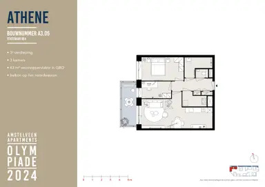 63μ² apartment προς ενοικίαση για 1095€/μήνα σε Startbaan 904, Amstelveen