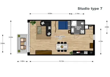54m2 studio te huur voor 1349€/maand in Brede Hilledijk 106D, Rotterdam