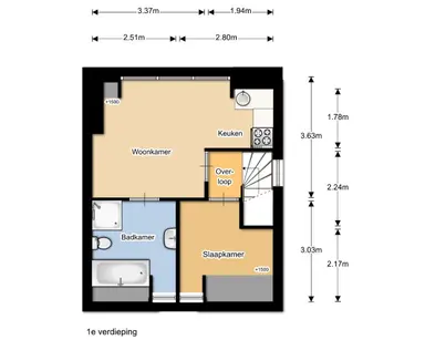 33m2 monolocale in affitto per 950€/mese a Zuiddijk, Zaandam