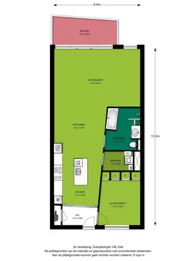 84m2 Flat zur Miete für 1150€/Monat in Dubceksingel, Ede