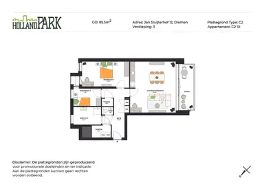 86m2 flat to rent for 1620€/month in Jan Sluijtershof 12, Diemen