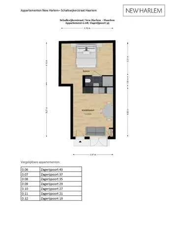 45μ² στούντιο προς ενοικίαση για 1295€/μήνα σε Zagerijpoort 37, Haarlem