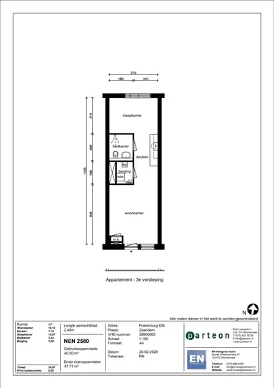 40m2 studio to rent for 748.57€/month in Poelenburg 834, Zaandam