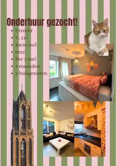 9m2 Camera in affitto per 600€/mese a Korte Nieuwstraat 6, Utrecht