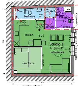 34m2 studio to rent for 1050€/month in Straat van Sevenhuysen 3, Harderwijk